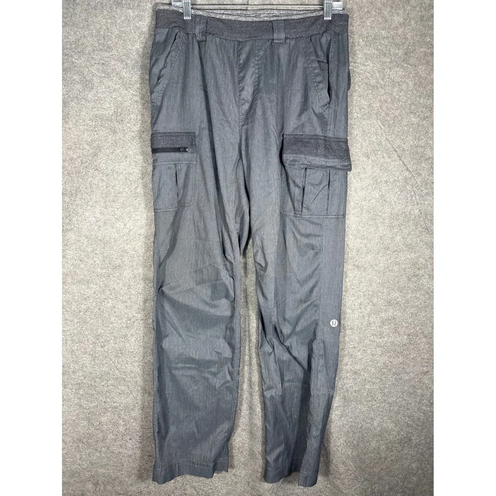 Lululemon Athletica Mens Cargo Pants Gray Herringbone Utility Trousers Size L